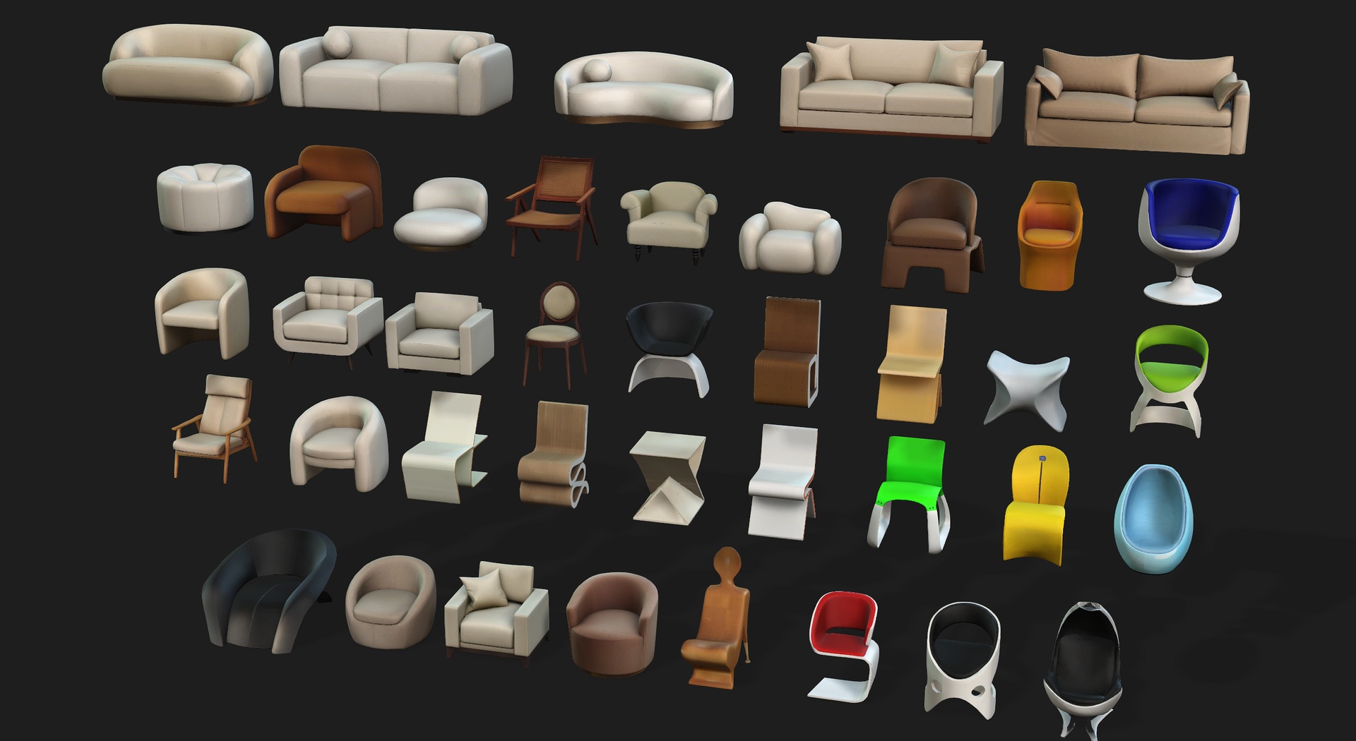 Media 1 for listing Stylized Furniture Pack 7 | Chairs, Sofas
