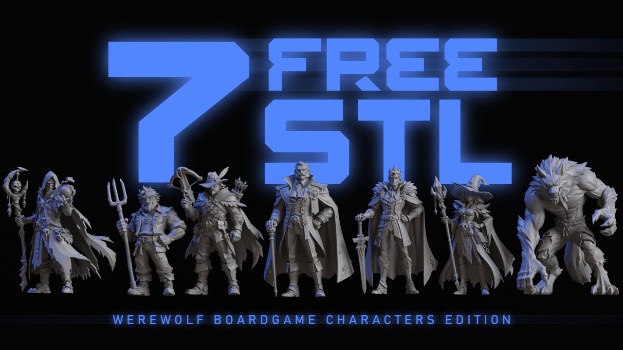 Media 1 for listing 7 FREE STL Miniatures Werewolf Character 3D print model