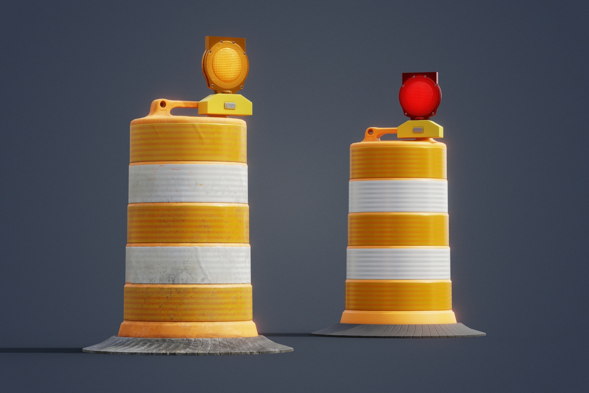 Media 1 for listing Traffic Barrel with barricade light Prop Pack PBR Game-ready Low-poly 3D model