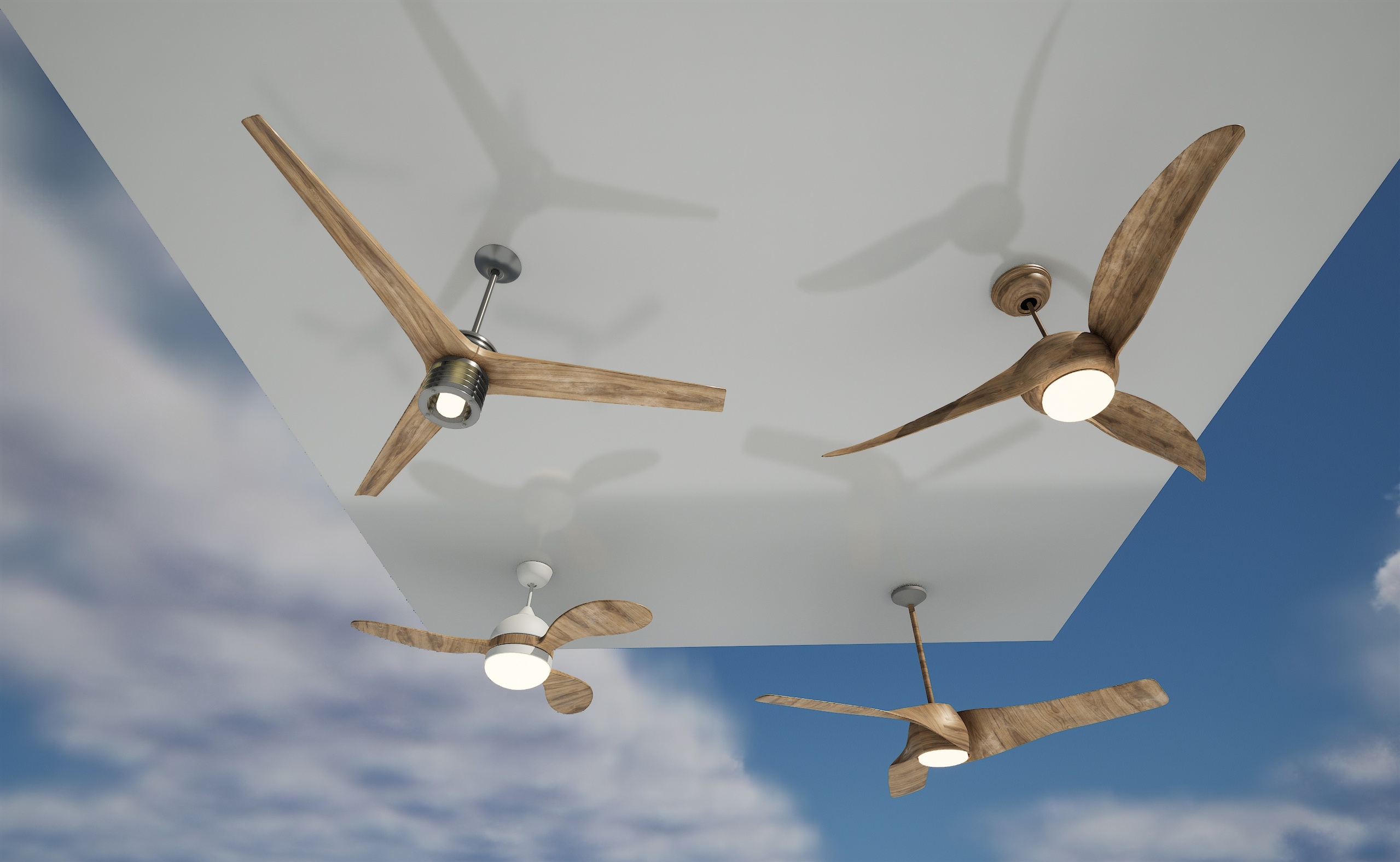 Media 1 for listing Modern Wooden Ceiling Fans with Integrated Lighting – 4 Variants
