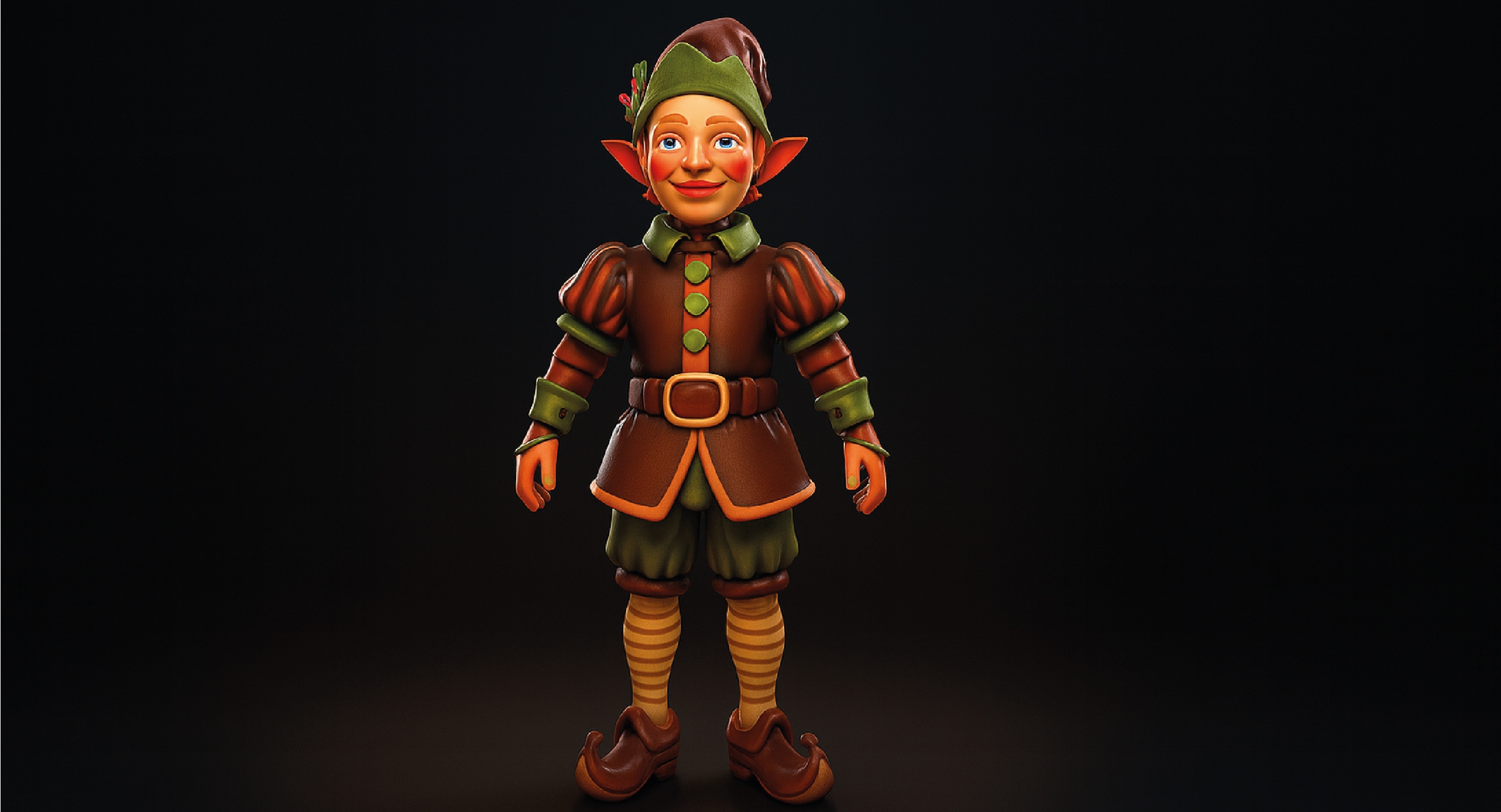 Media 1 for listing Whimsical Christmas Elf Character – Stylized 3D Model