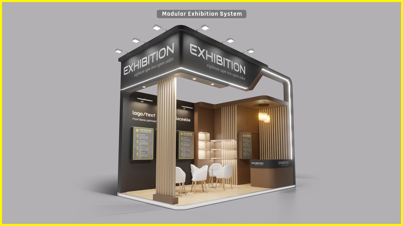 File multimediali per l'articolo Modular 18 Sqm Exhibition Stand: Integrated Storage Room | Corner Space: 1