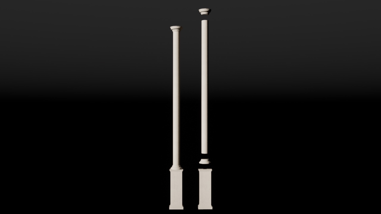 Media 1 for listing Ancient Half Column (Type C2) | Scalable 4-Piece Modular System