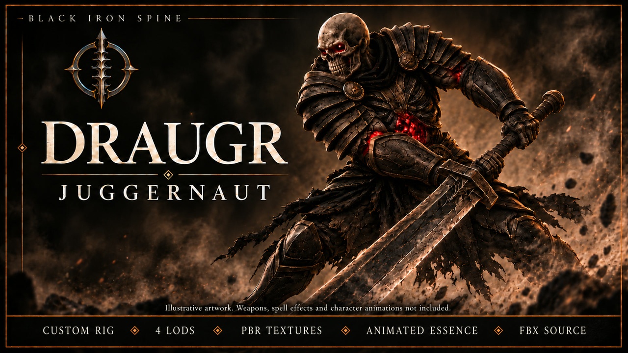 Media 1 for listing Draugr Juggernaut | Rigged Undead Warrior Character