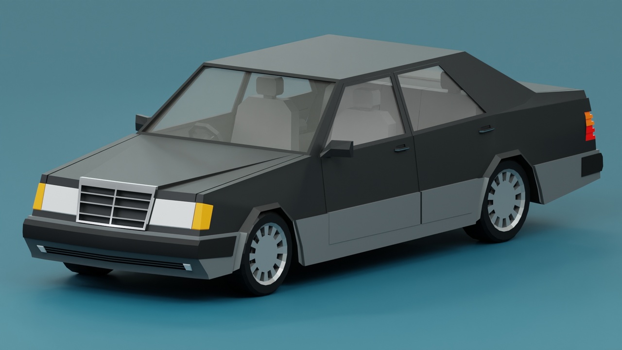 Media 1 for listing Stylized Executive Car Classic 90s Sedan Low Poly