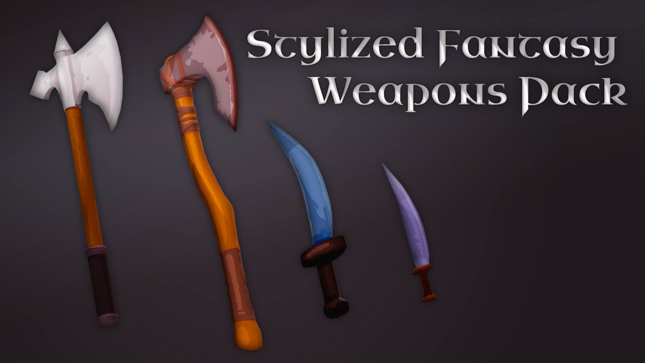 Media 1 for listing Stylized Fantasy Weapons Pack – Axes & Swords