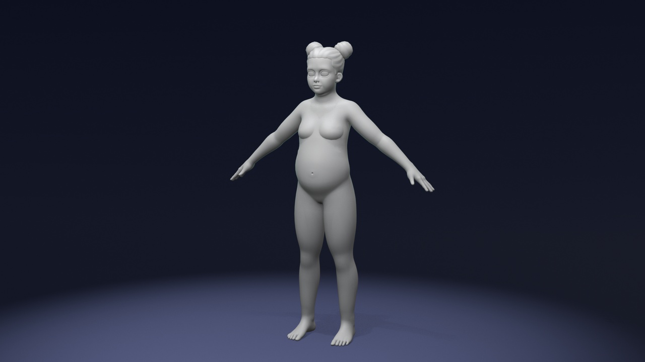 出品Stylized Fat Girl Body Base Mesh 3D Model – Rigged with IK/FK Switchのメディア1