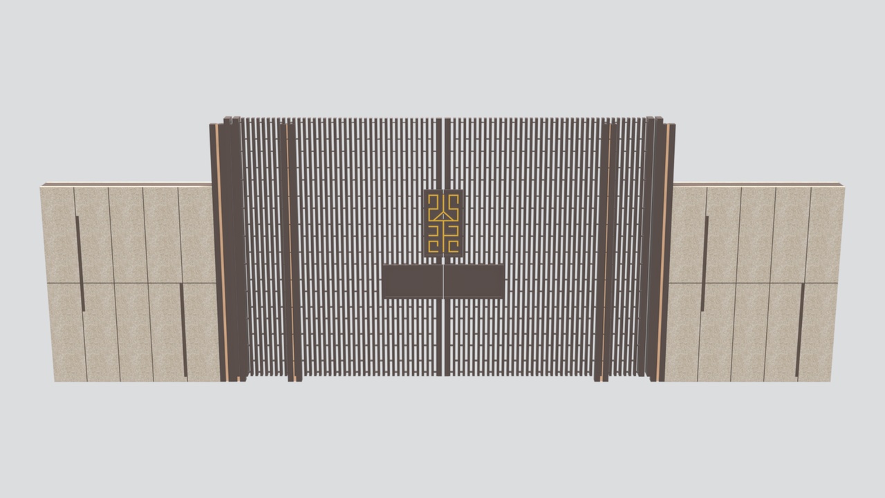 Media 1 for listing Chinese Style Ornamental Wrought Iron Entry Gate 3D Model
