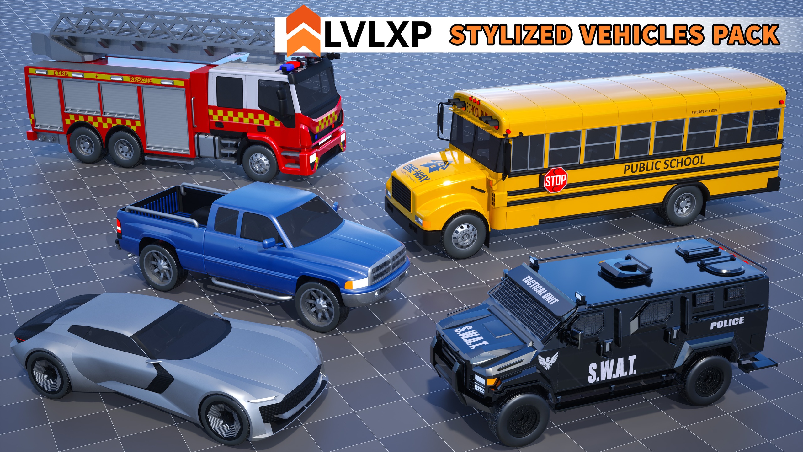Media 1 for listing Stylized Drivable Vehicles - Pack 8