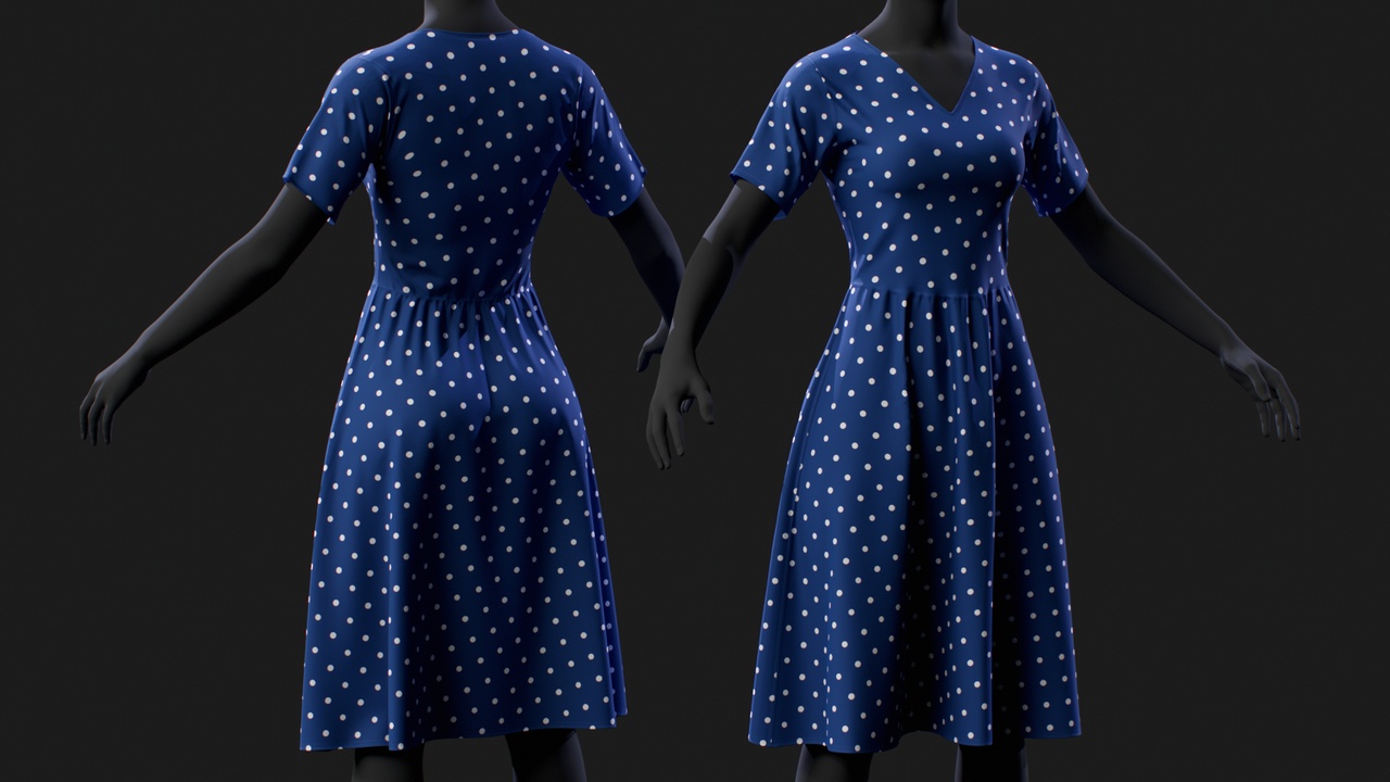 Media 1 for listing Polka Dot Summer Dress for MetaHuman – Parametric Wardrobe (MHPKG)