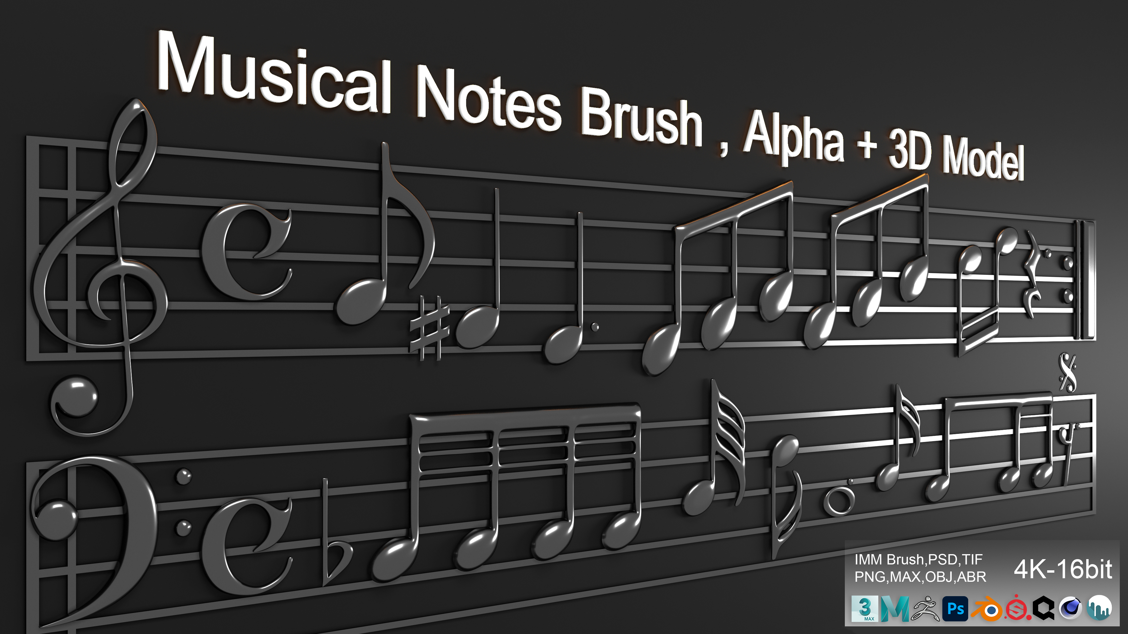 Alpha Note Musical Notes Brush , Alpha & 3D Model | Fab