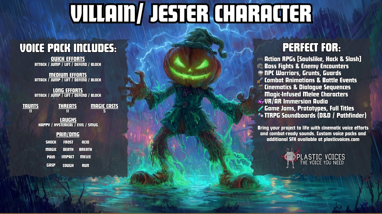 Media 1 for listing VILLAIN VOICE PACK | 117 Efforts & Phrases | FOUNDRY SERIES 3/5
