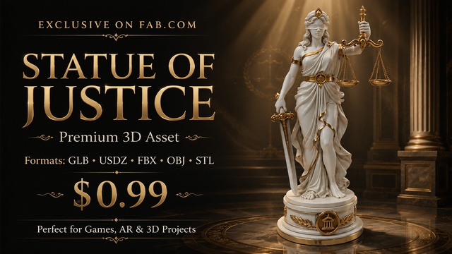 Statue of Justice | Premium 3D Asset | AR Ready — Cobalt Game Assets
