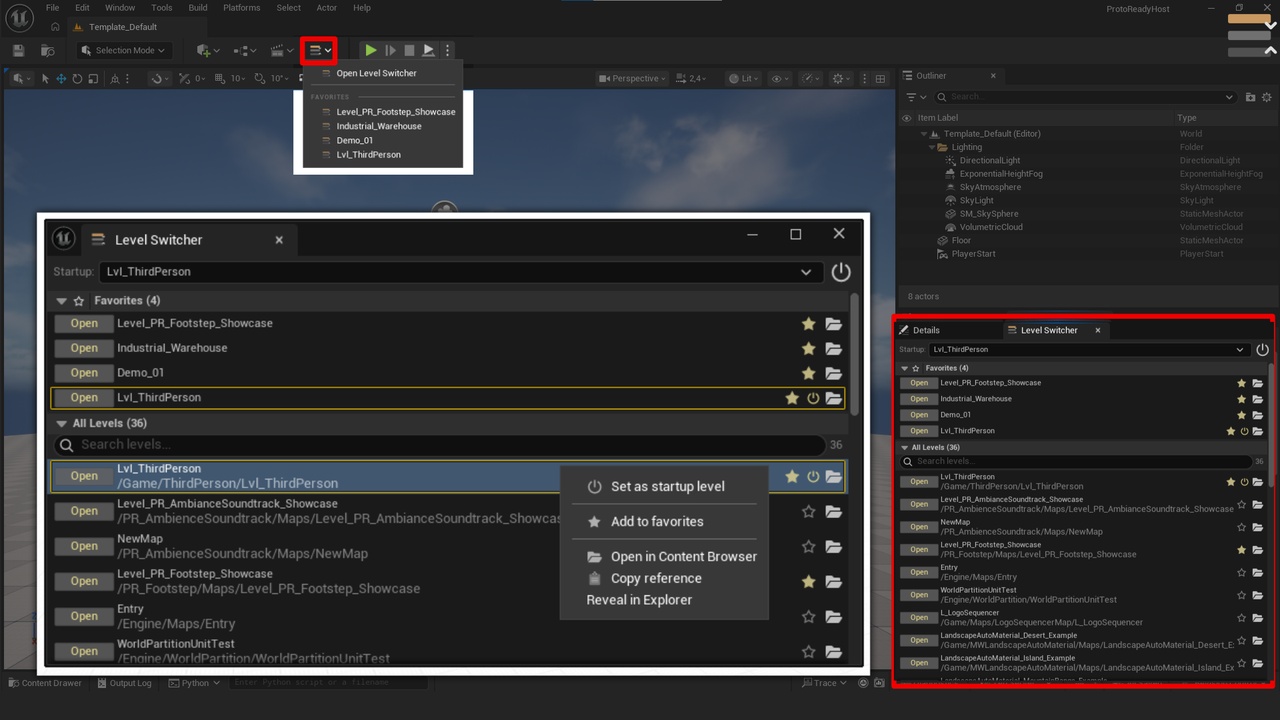 Level Switcher - Editor tool for fast level navigation | Fab