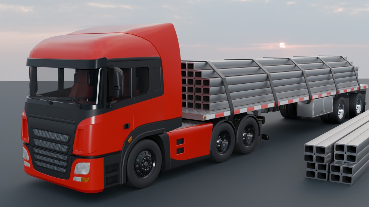 Media 1 for listing European Semi Truck with Flatbed Trailer & Loads