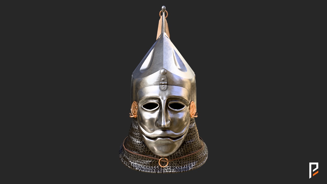 Media 1 for listing Cuman Face-Masked Helmet - kipchak Mask Helmet