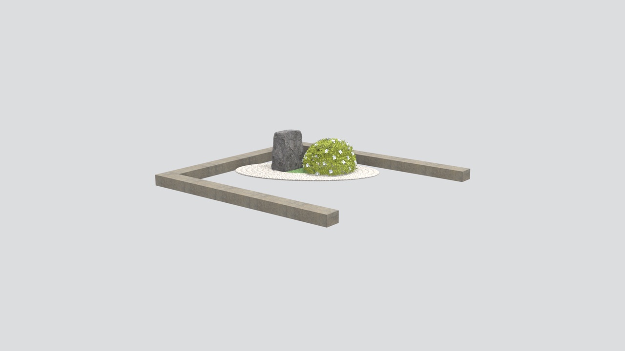 Media 1 for listing Japanese Minimalist Zen Garden Rock Plant White Sand 3D Model