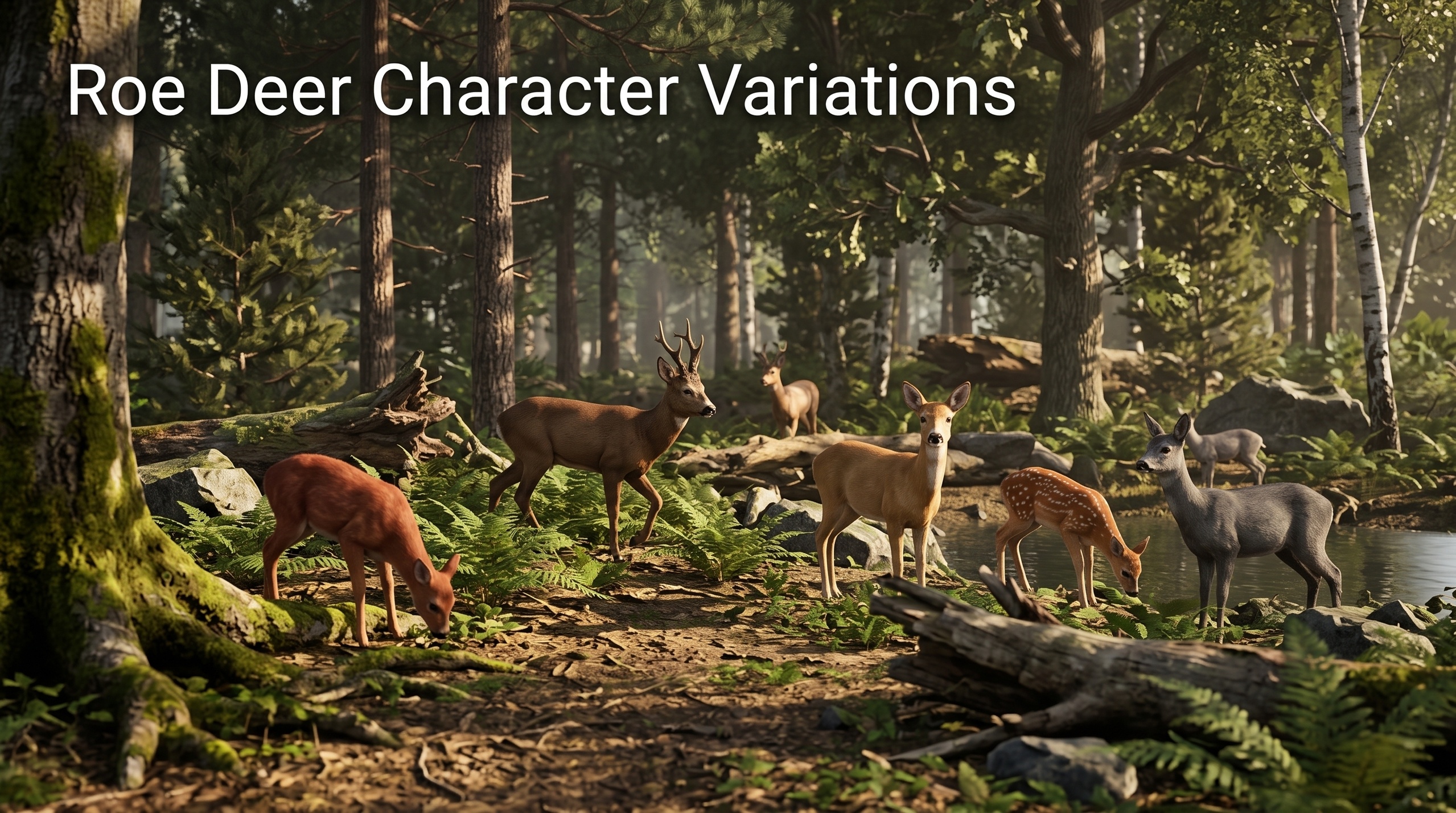 Media 1 for listing Roe Deer Character Variations 3D Asset Pack