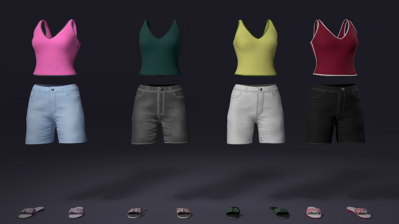 Media 1 for listing MetaOutfits - Summer Wear - Tropical Female Outfit