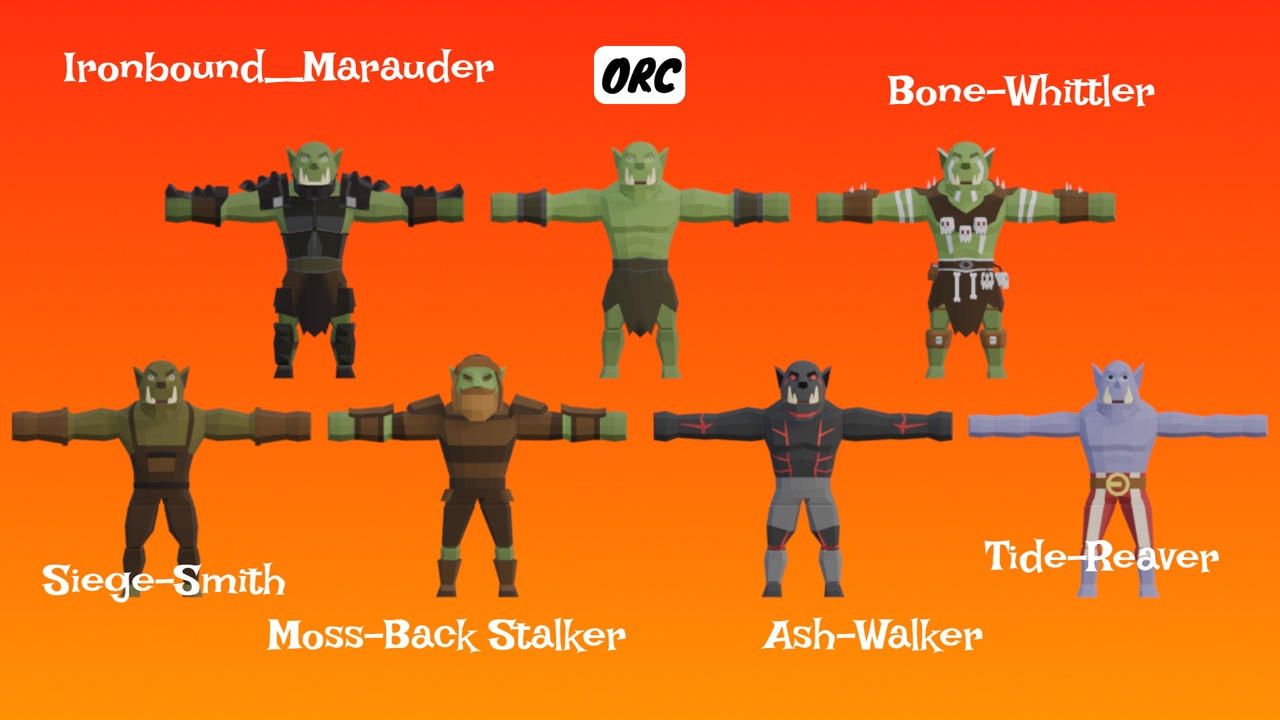 Media 1 for listing LOWPO: Fantasy Orc Characters Pack | Low Poly 3D