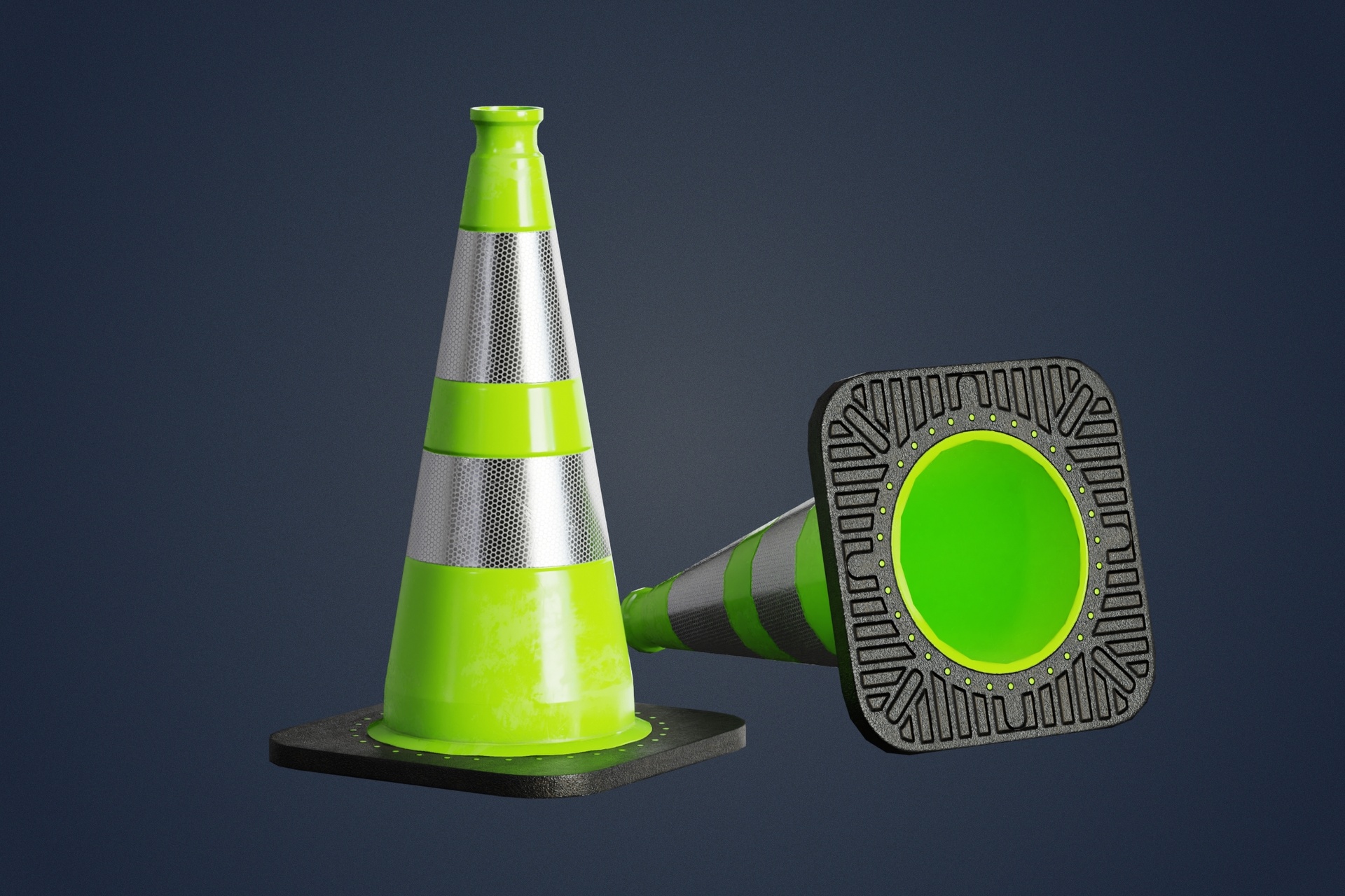 Media 1 for listing Lime traffic cone with reflector PBR Game-Ready