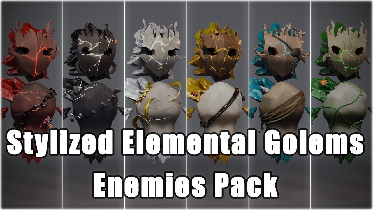 Media 1 for listing Stylized Elemental Golems - Enemies Pack