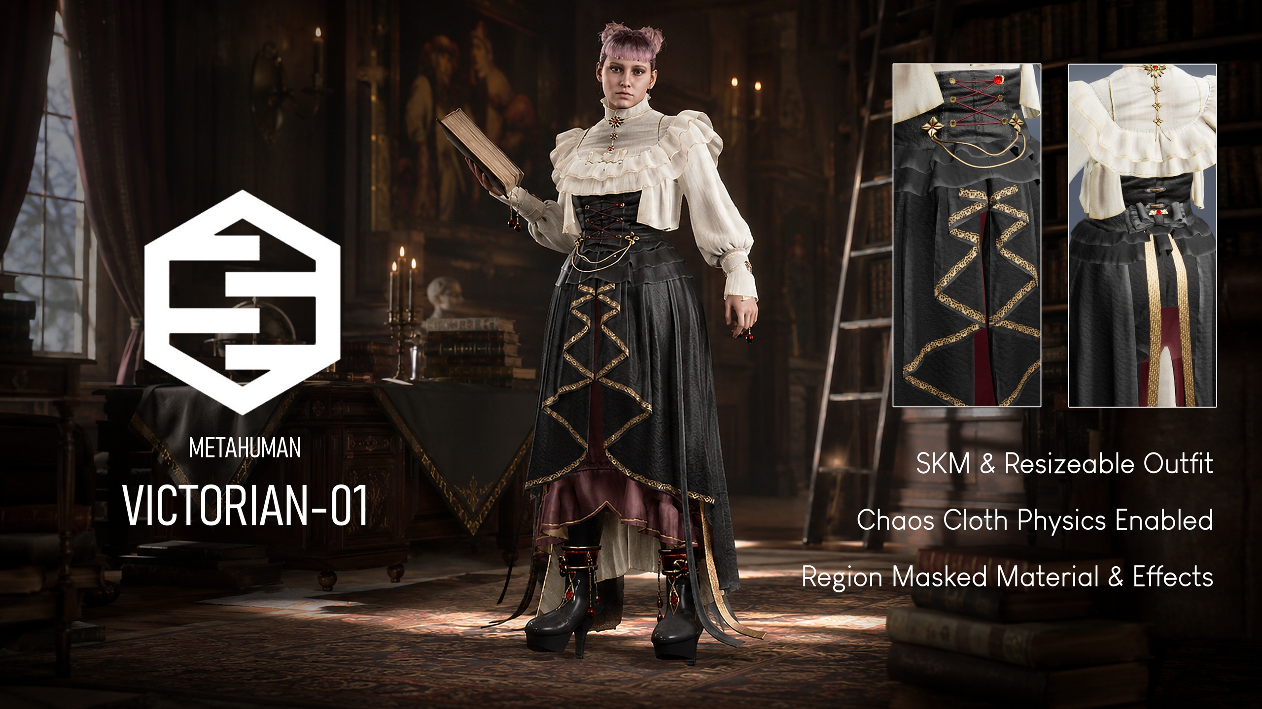 Media 1 for listing Victorian Outfit 01 - Metahuman Compatible