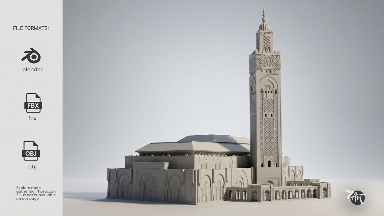 Media 1 for listing Hassan II Mosque – Casablanca Morocco | Realistic 3D Model