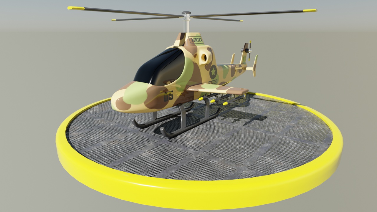 Mídia 1 do anúncio Stylized Military Helicopter - 2K Atlas Real Scale