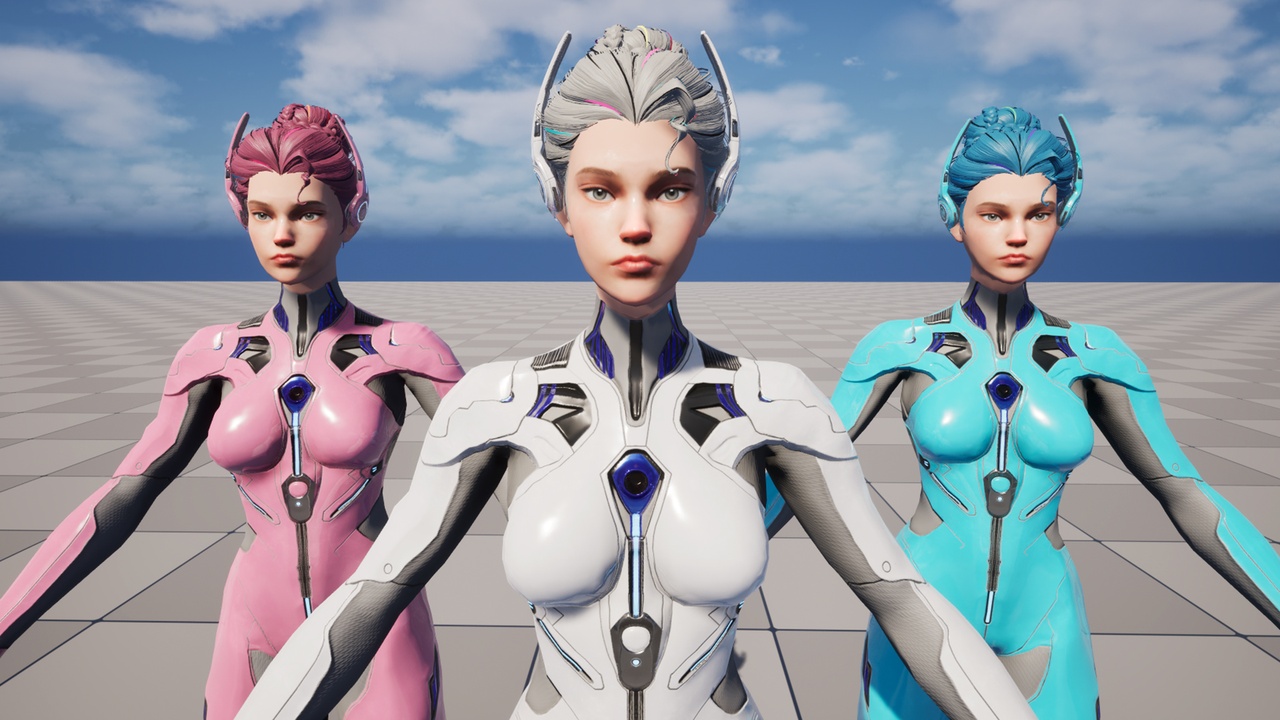 Media 1 for listing Sci-Fi Armored Character Female03 | UE5 Mannequin Rig | FBX