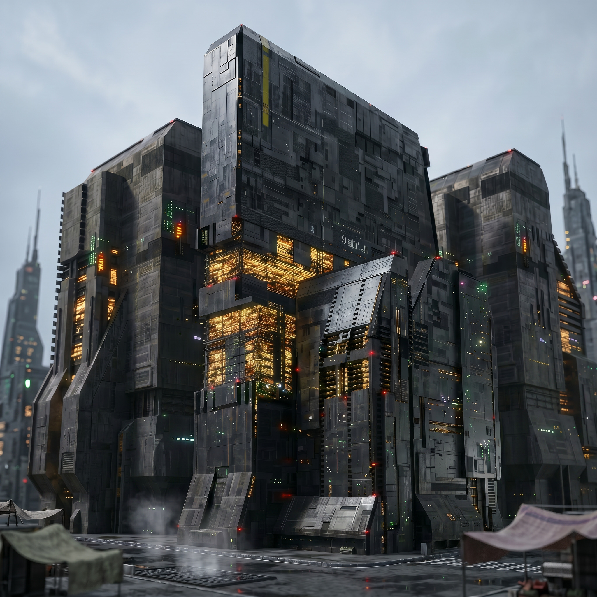 Futuristic Set cyberpunk architecture set | Fab