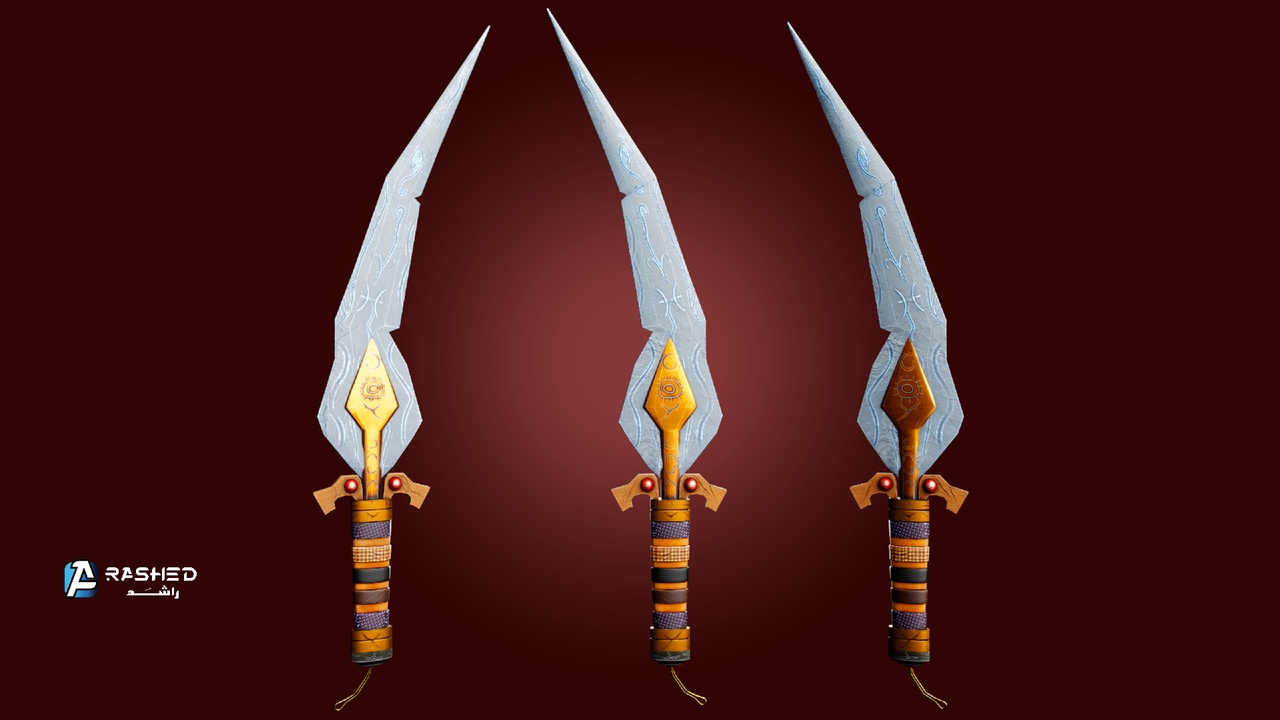 Media 1 for listing Stylized Gold Sword | Game Ready | سيف ستايلز ذهبي