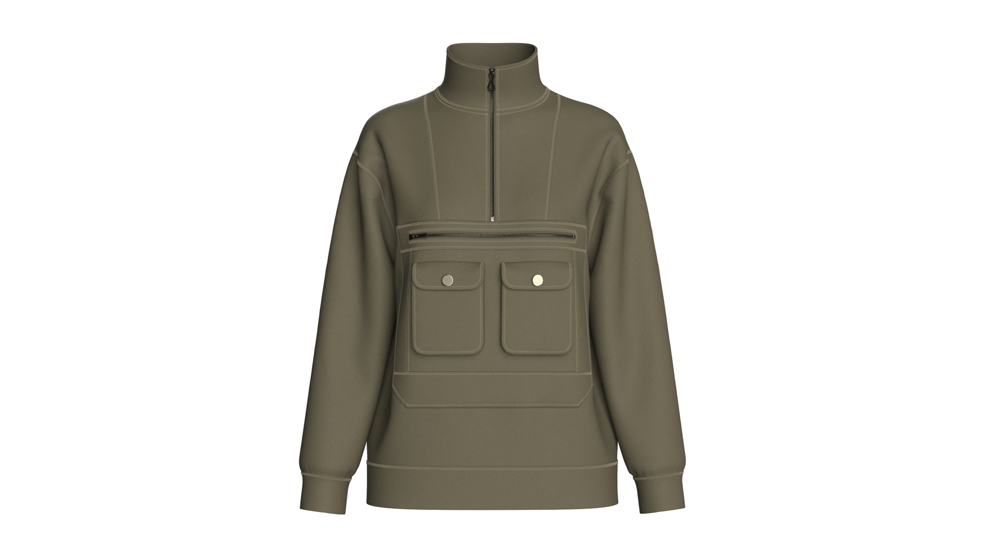 Media 1 for listing Girls High Neck Half - Zip Cargo Jacket | High Poly