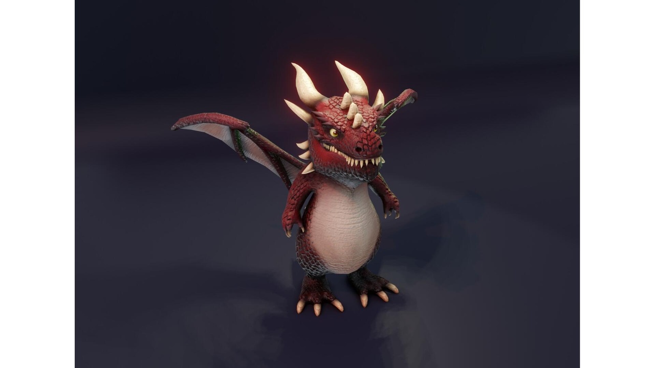 商品 Cartoon Red Dragon Animated 3D Model 的媒体 1