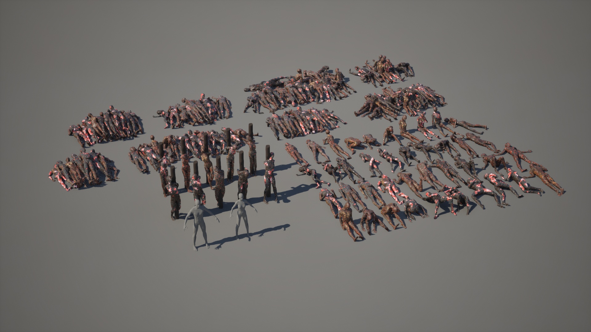 Media 1 for listing 50+ Burned Victims 3D Models For WW2/Medieval Warfare Scenes - Game Ready Assets