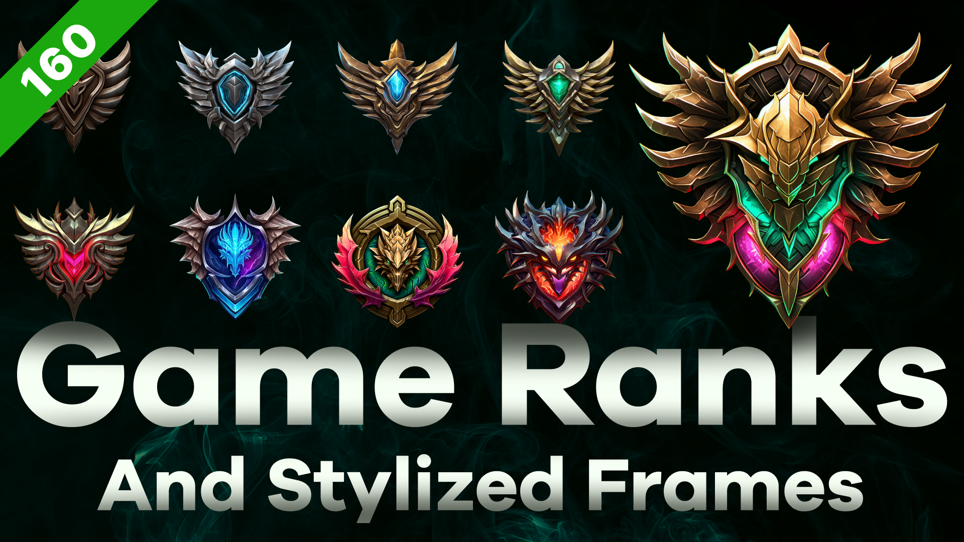 160 Game Ranks Icon/Badges and 8 Bonus Frames | Fab