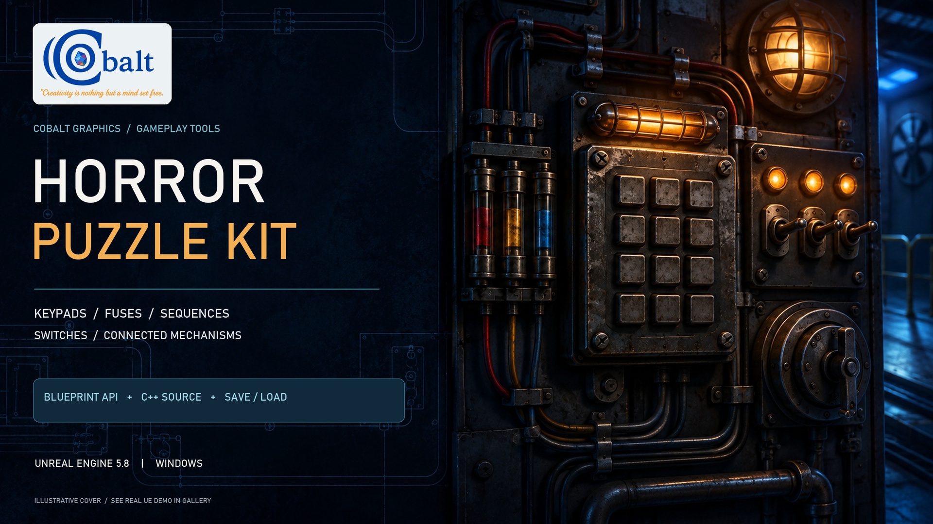 Media 1 for listing Cobalt Horror Puzzle Kit | Keypads, Fuses, Sequences & Connected Doors