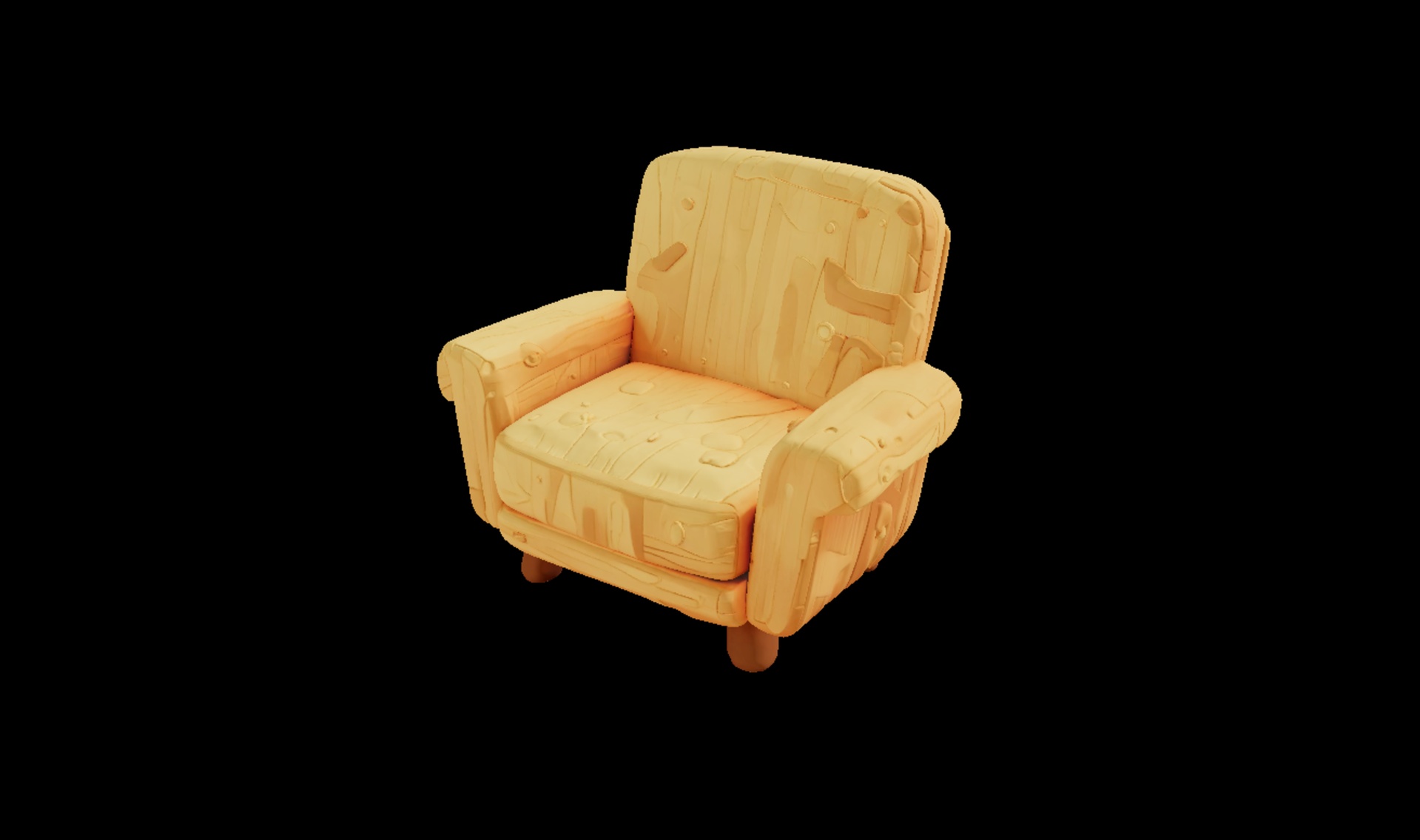 Media 1 for listing Stylized Armchair – Worn Cartoon Lounge Chair