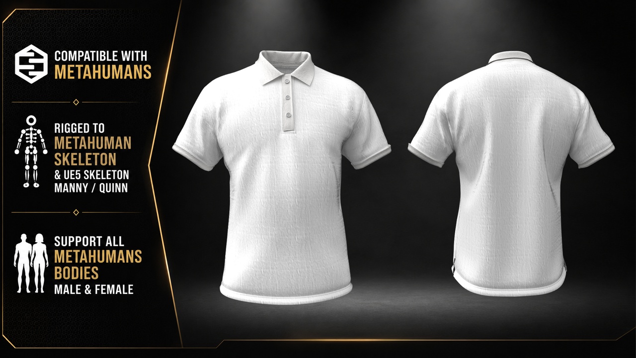 Media 1 for listing Realistic Polo Shirt – MetaHuman Clothing