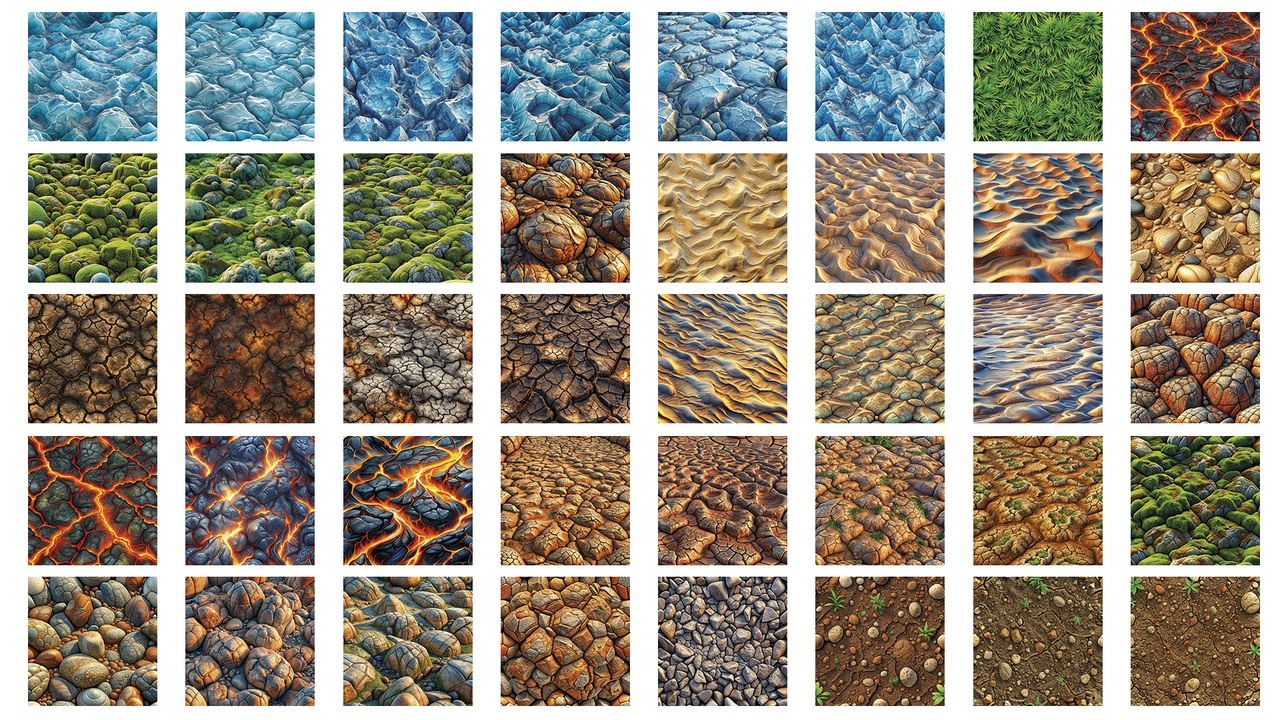 Media 1 for listing 120 Seamless Textures – Basic Pack #1 | Nature Textures: Grass, Stone, Lava, Ice