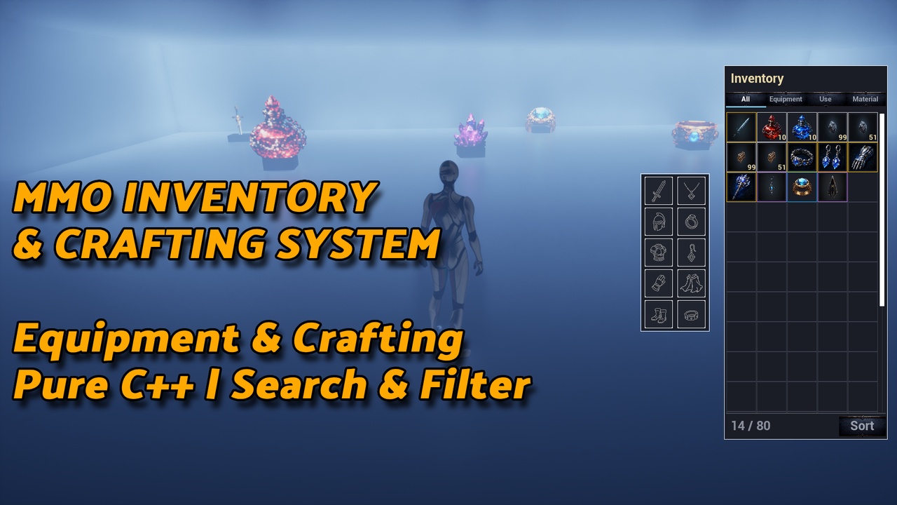 Media 1 for listing MMO Inventory & Crafting System – Pure C++, RPG Framework, UE 5.4–5.7