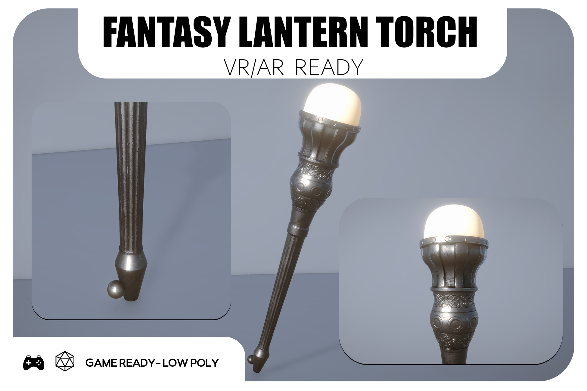 Magic Torch Fantasy lantern torch - game ready | Fab