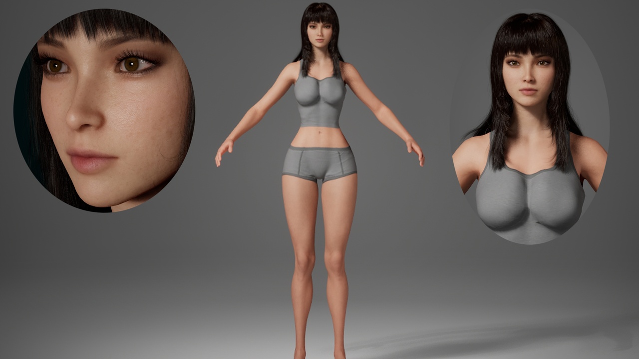 Media 1 for listing Editable MetaHuman Model - Lina. With hair, no clothing included.