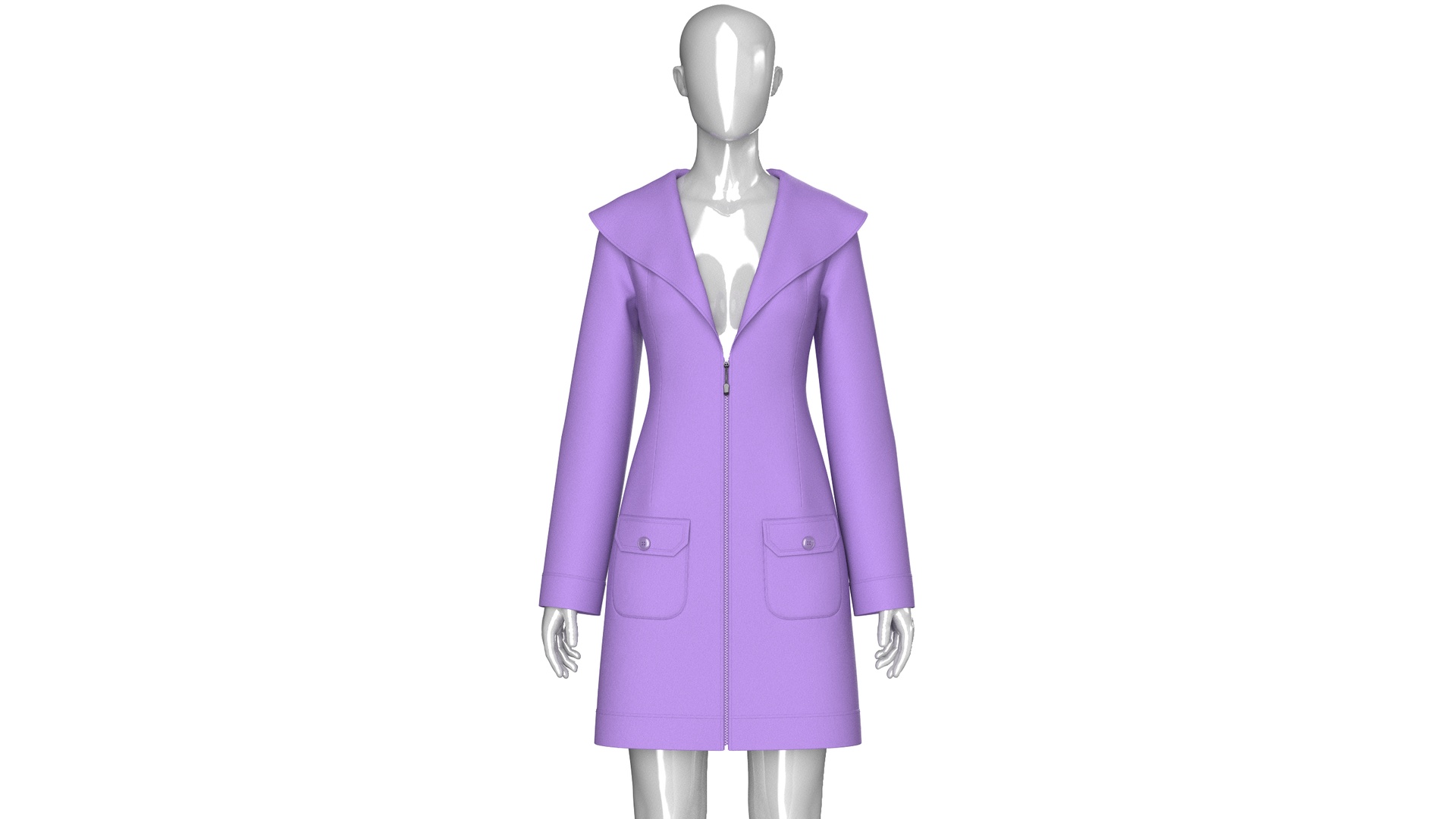 Media 1 for listing Girls Full Zip Wide Collar Coat | High Poly