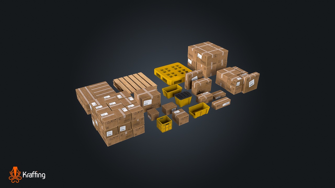 Media 1 for listing Warehouse Crates Pack V1 - Industrial Storage – Game Ready PBR