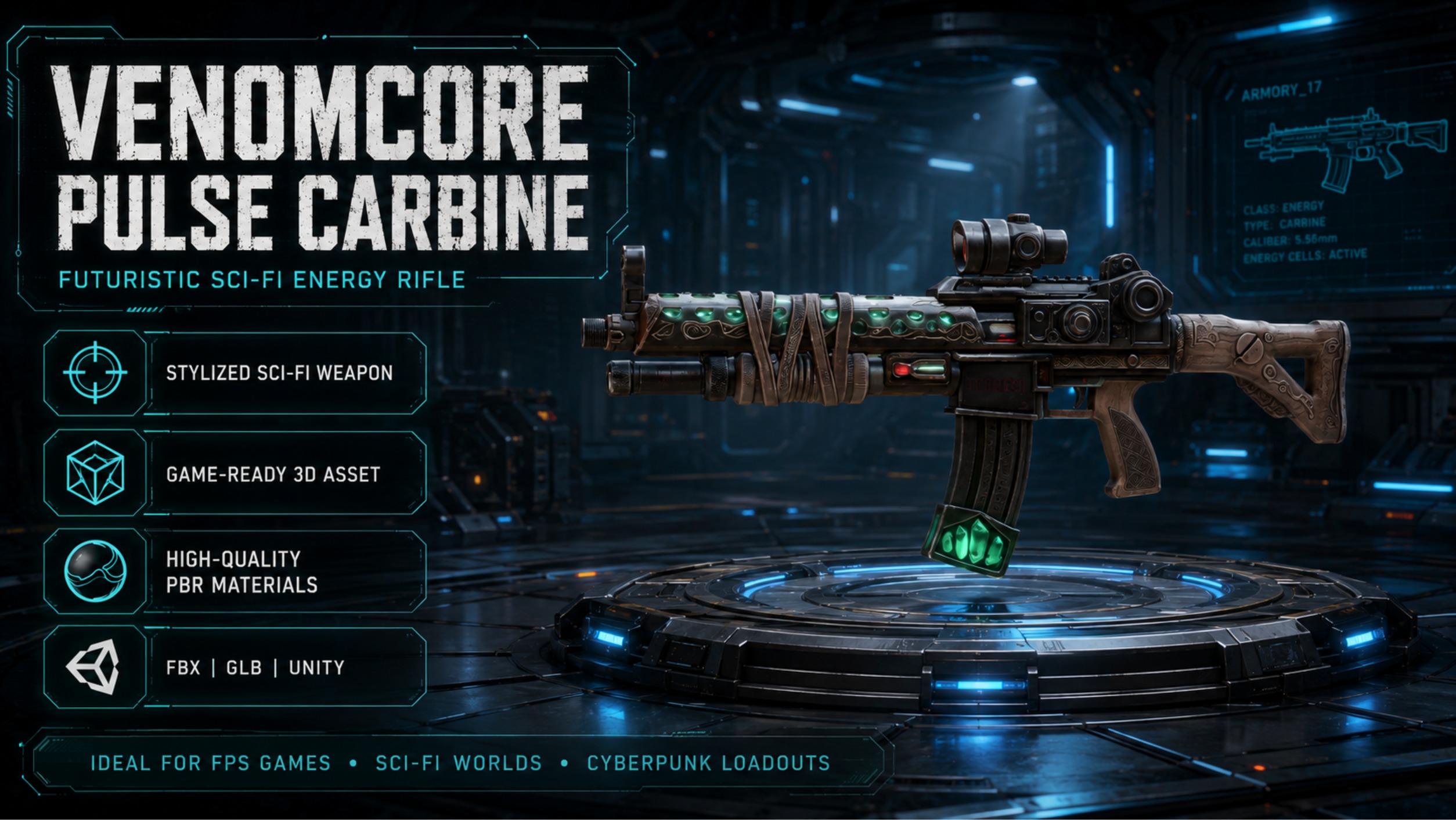 Venomcore Pulse Carbine – Futuristic Sci-Fi Energy Rifle | Fab