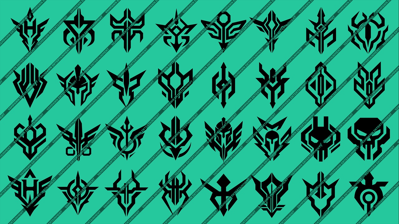 Media 1 for listing VM Logo Symbol Decal Pack – 32-Piece High-Resolution Mask & Detail Overlay Colle