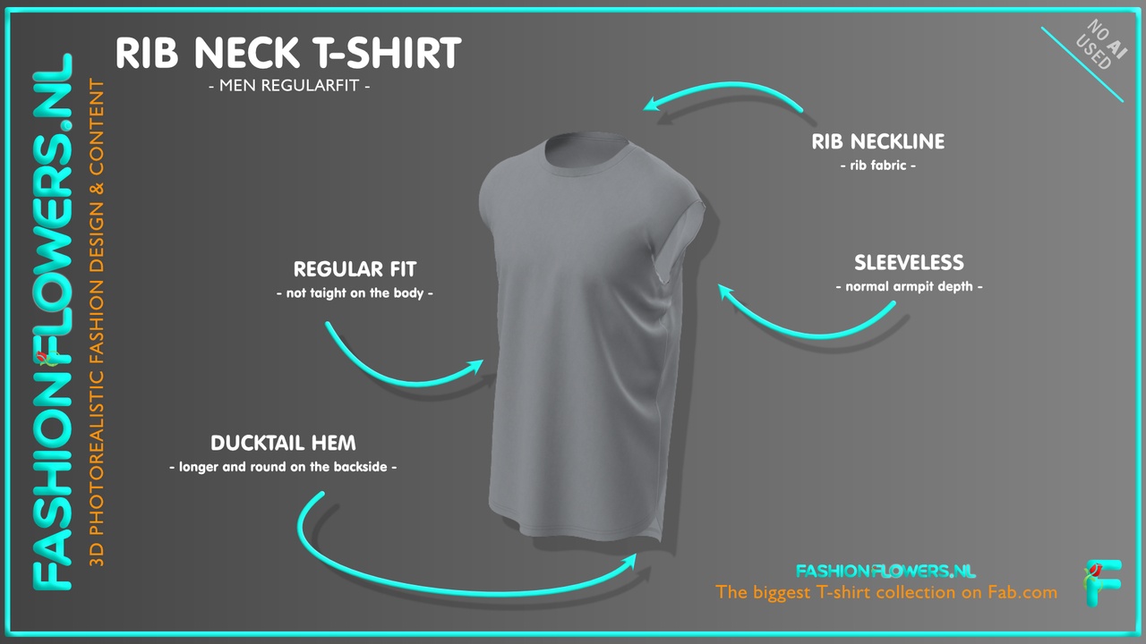 Media 1 for listing Gray Colour Ducktail Sleeveless T-shirt | Ribbed Tape Round-Neck Tshirt |O-Neck