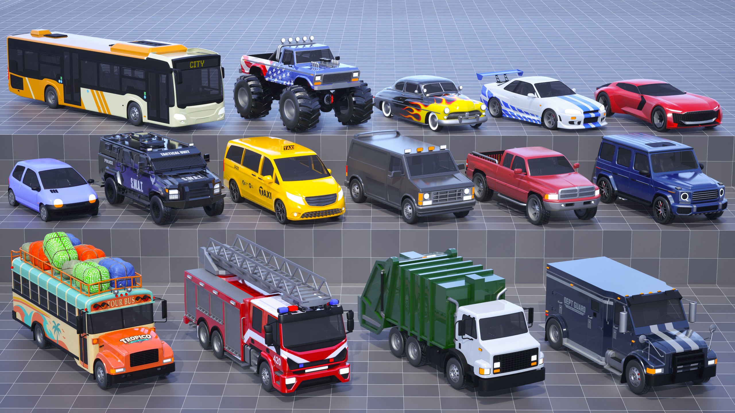 Media 1 for listing Stylized Drivable Vehicles - Mega Pack 3