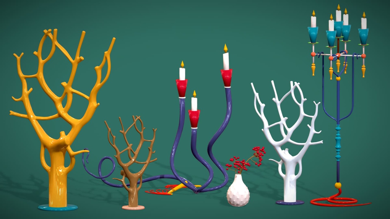 Media 1 for listing Show Pieces Pack - Antique Decorative Art Pack with Trees, Pots, and Candelabras